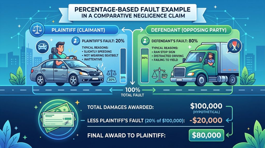 Percentage based fault example in a comparative negligence claim